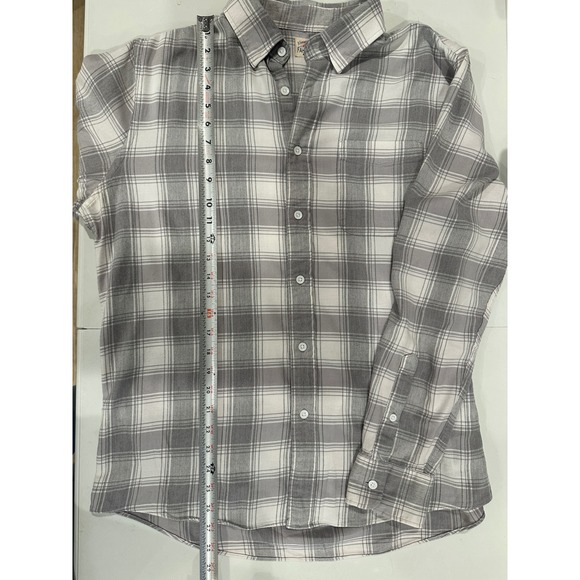 FAHERTY BRAND Mens Long Sleeve Plaid Button Down Shirt Size L Gray White - Picture 3 of 6